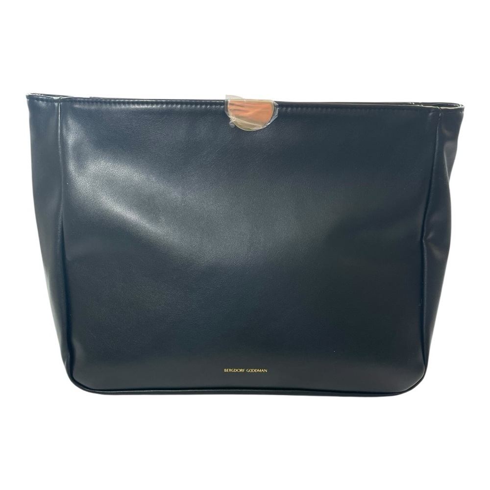 Bergdorf Goodman Black Vegan Leather Clutch Bag NWOT - Picture 1 of 7